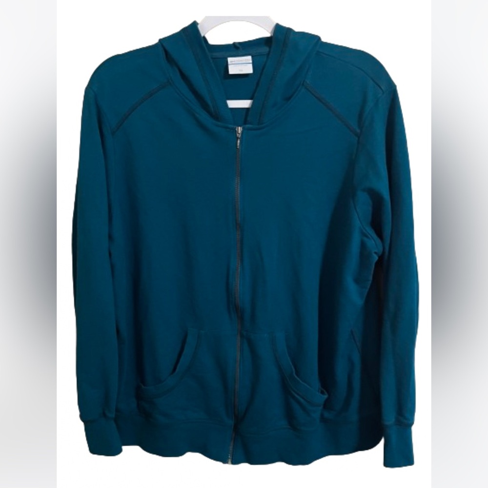 Columbia Dark Teal Zippered Hoodie Plus Size 2X Fall Winter Outdoor Pockets